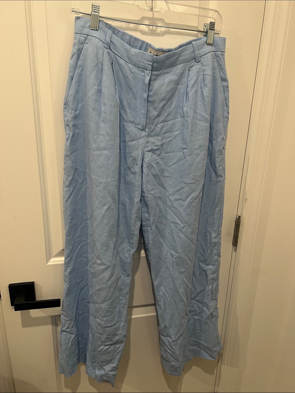 Abercrombie & Fitch Light Blue Pleated Wide Leg Linen Curve Love Pants Size 27